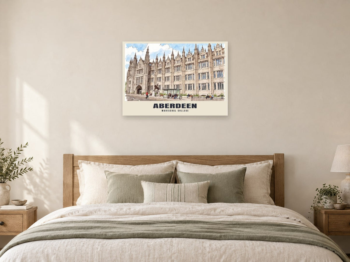 Marischal College, Aberdeen Poster at A1, as a poster, above a bed
