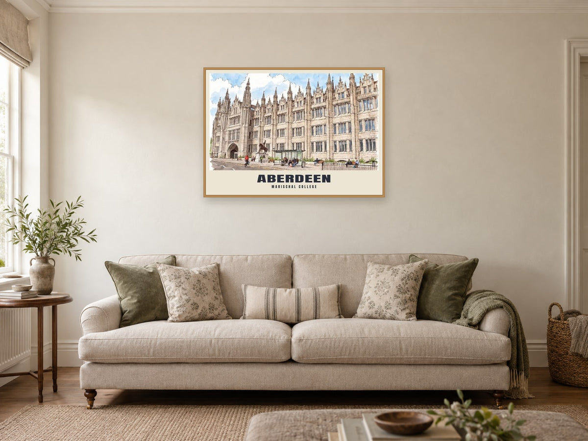 Marischal College, Aberdeen Poster at A1, in an oak frame, in a sitting room