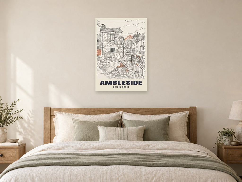 Bridge House, Ambleside Poster at A1, as a poster, above a bed