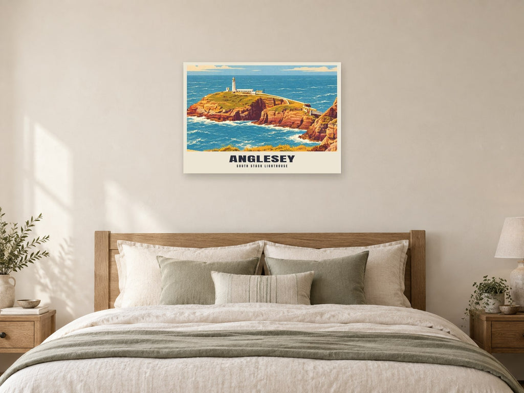 South Stack lighthouse, Anglesey Poster at A1, as a poster, above a bed