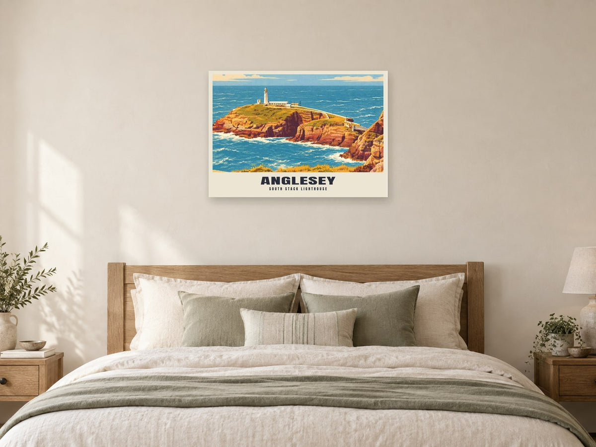 South Stack lighthouse, Anglesey Poster at A1, as a poster, above a bed