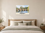 Bakewell Bridge Poster at A1, as a poster, above a bed