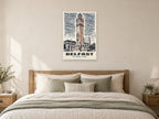 The Albert Clock, Belfast Poster at A1, as a poster, above a bed