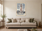The Albert Clock, Belfast Poster at A1, in an oak frame, in a sitting room