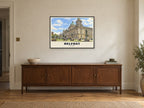 City Hall, Belfast Poster at A1, in a black frame, above a sideboard