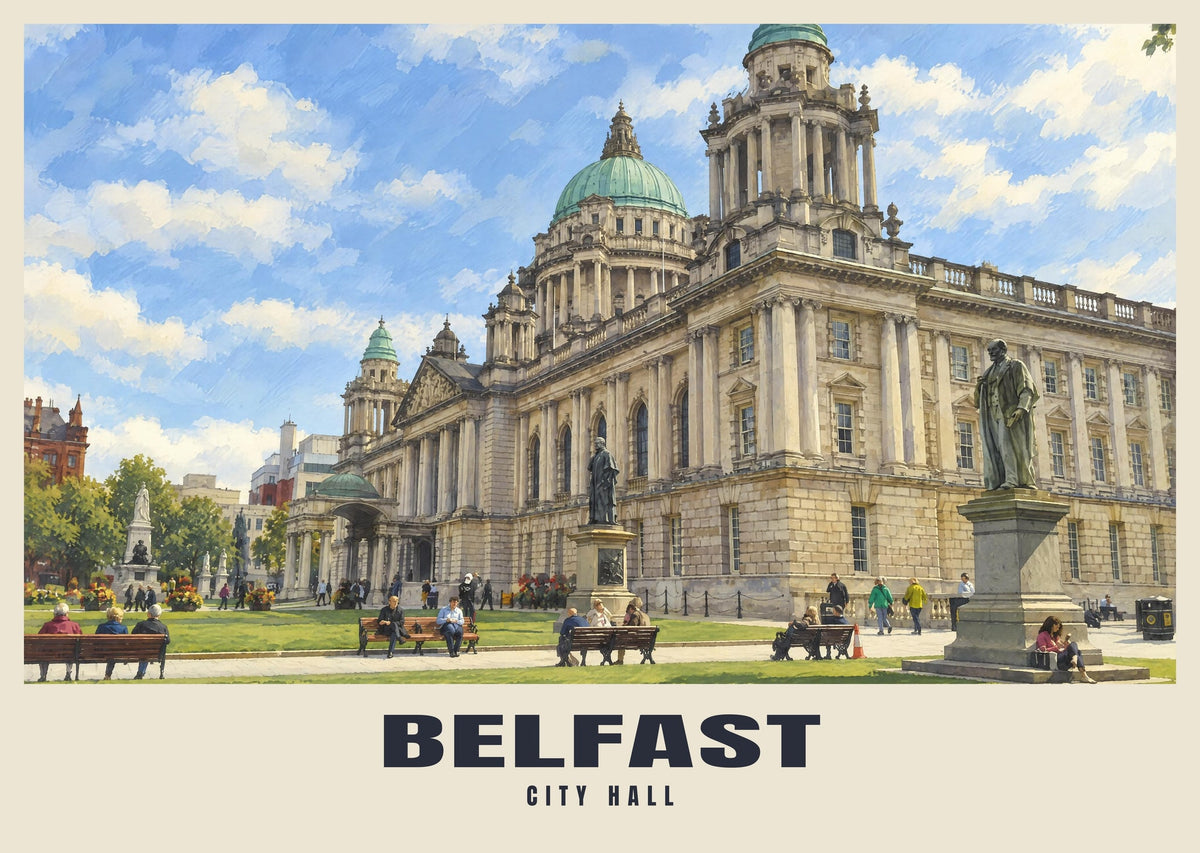 City Hall, Belfast poster in the British Heritage style