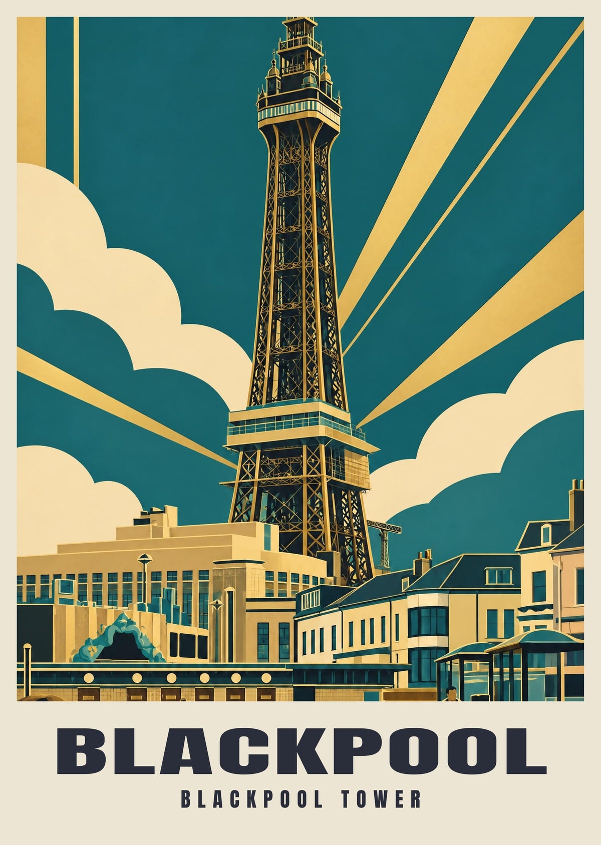 Blackpool Tower poster in the Art Deco style
