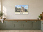 Brecon Cathedral Poster at A1, in a white frame, in a kitchen