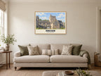 Brecon Cathedral Poster at A1, in an oak frame, in a sitting room