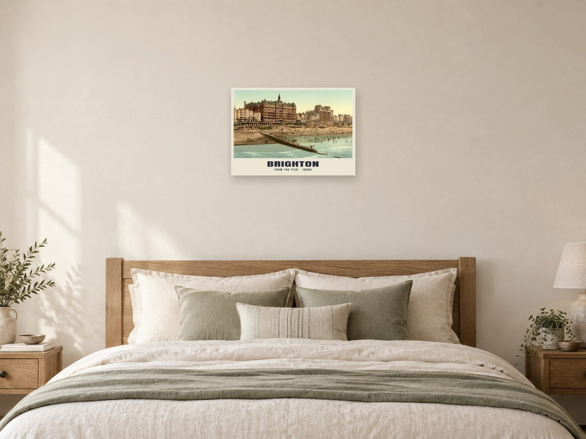 From the Pier, Brighton, 1890s Heritage Print at A2, as a poster, above a bed
