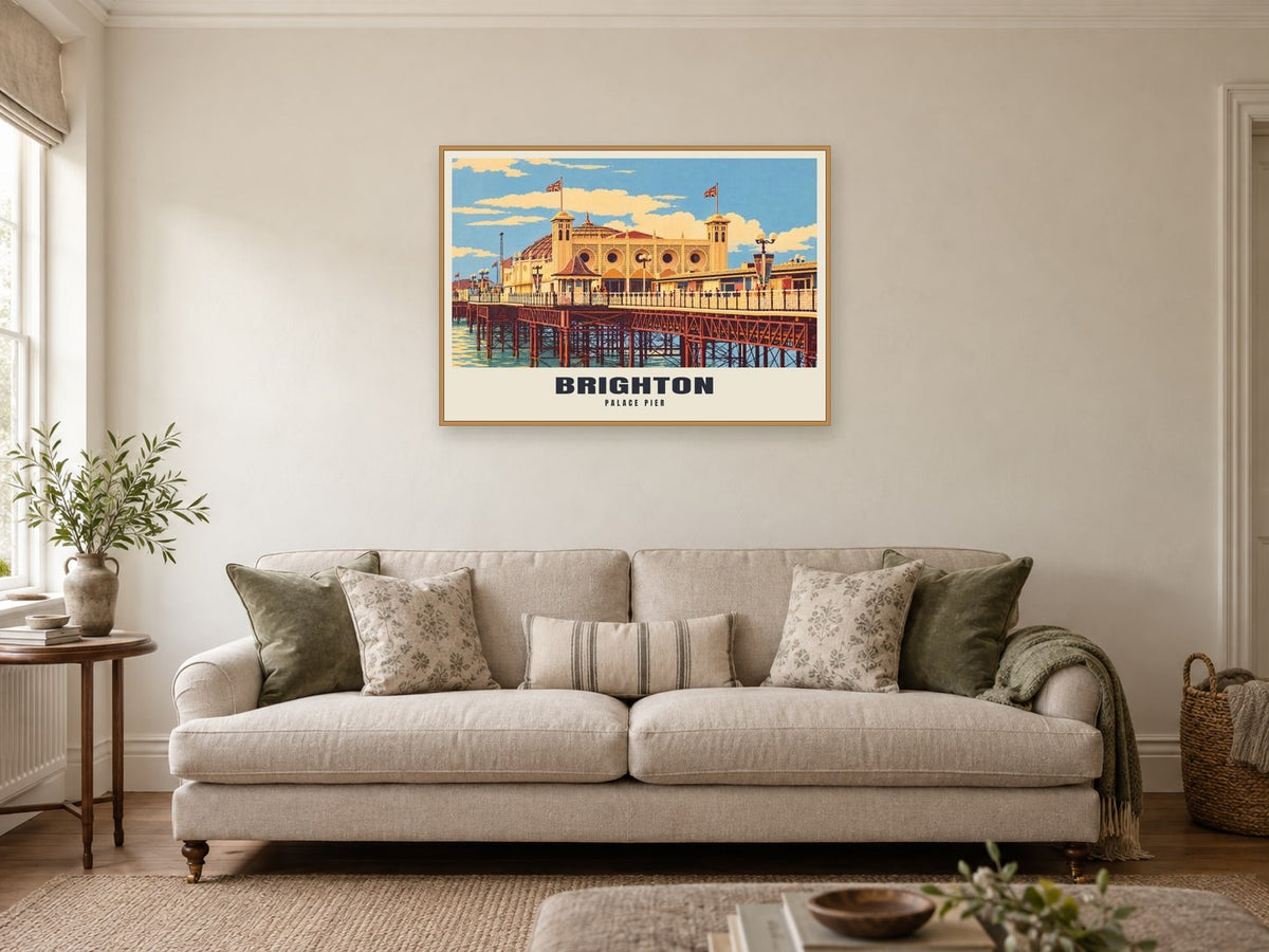 Palace Pier, Brighton Poster at A1, in an oak frame, in a sitting room