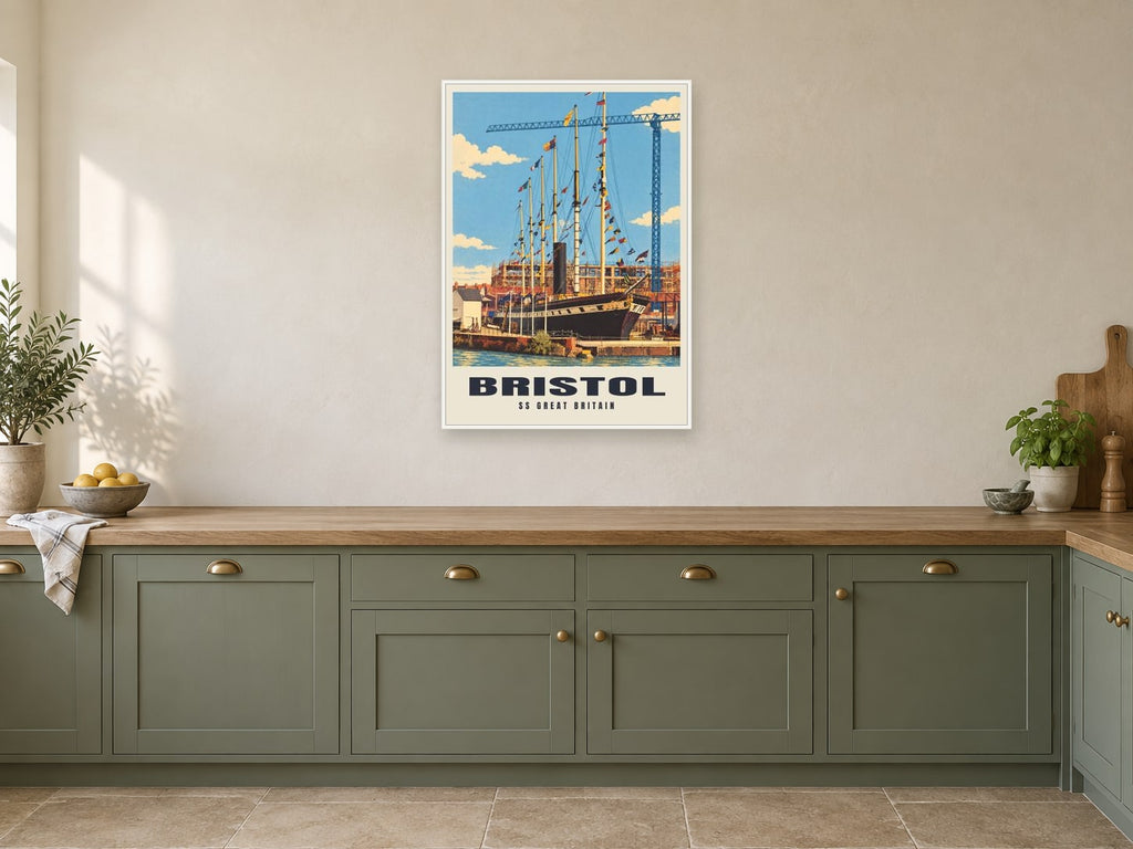 SS Great Britain, Bristol Poster at A1, in a white frame, in a kitchen