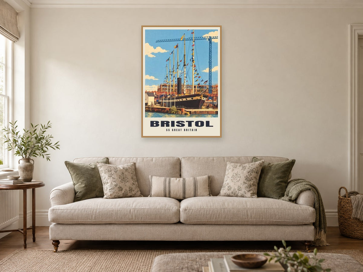 SS Great Britain, Bristol Poster at A1, in an oak frame, in a sitting room