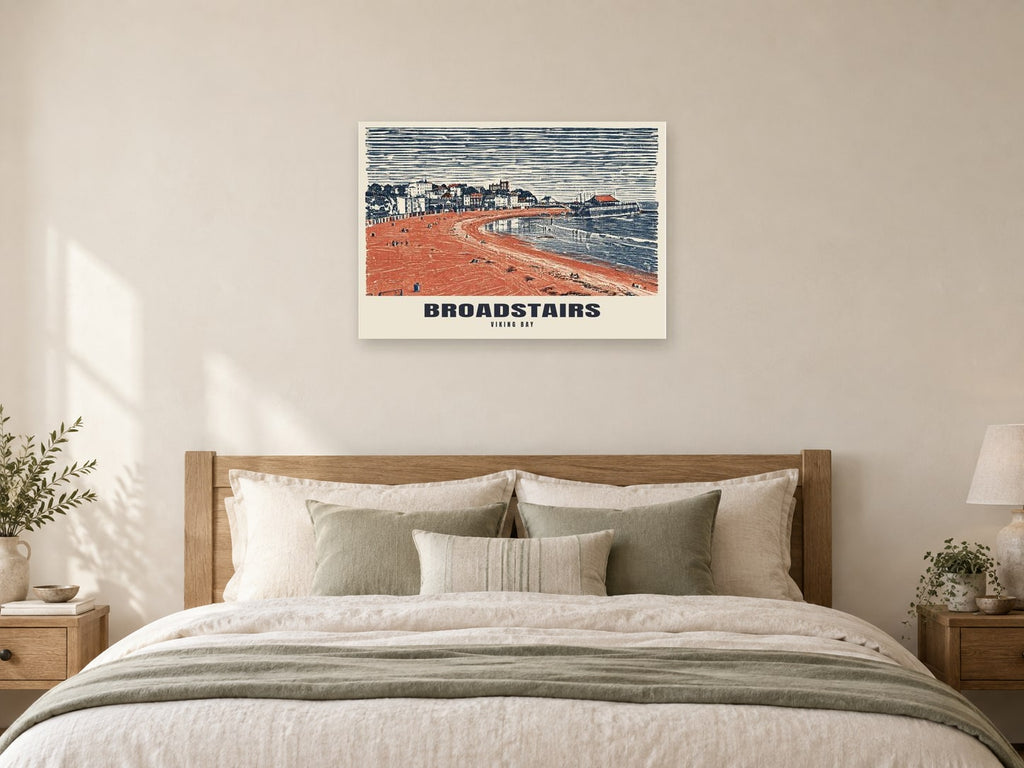 Viking Bay, Broadstairs Poster at A1, as a poster, above a bed