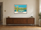 King's College Chapel, Cambridge Poster at A1, in a black frame, above a sideboard