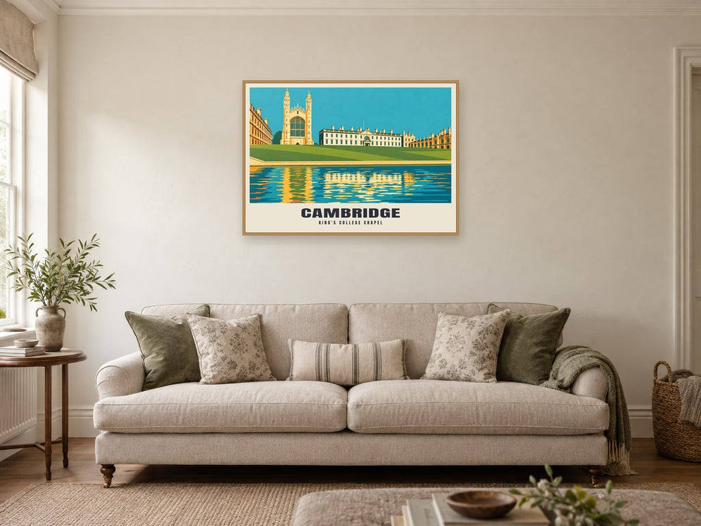 King's College Chapel, Cambridge Poster at A1, in an oak frame, in a sitting room