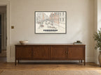 The Mathematical Bridge, Cambridge Poster at A1, in a black frame, above a sideboard
