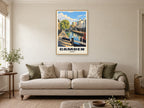 Camden Poster — Camden Lock at A1, in an oak frame, in a sitting room