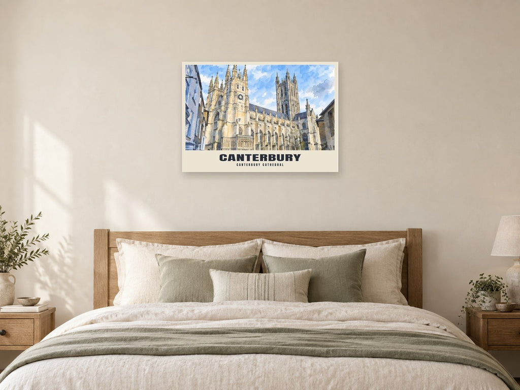 Canterbury Cathedral Poster at A1, as a poster, above a bed