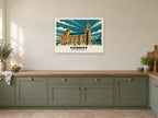 The Pierhead Building, Cardiff Poster at A1, in a white frame, in a kitchen