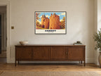 Castell Coch, Cardiff Poster at A1, in a black frame, above a sideboard