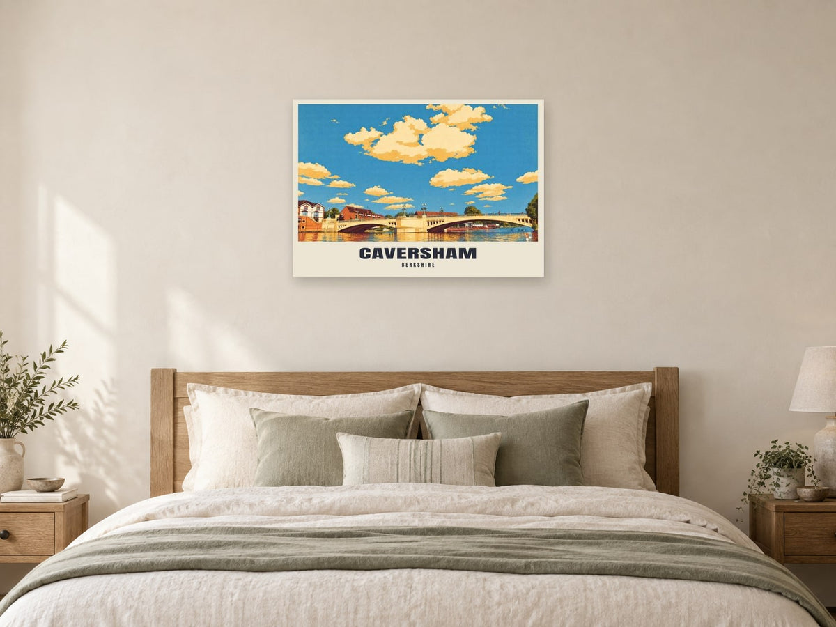 Caversham Poster at A1, as a poster, above a bed