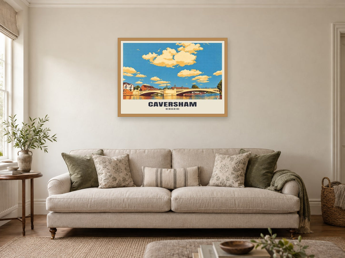 Caversham Poster at A1, in an oak frame, in a sitting room