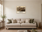 The Cross and Rows, Chester Poster at A2, in an oak frame, in a sitting room
