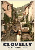 The High Street, Clovelly, 1890s hand-coloured photochrom heritage print