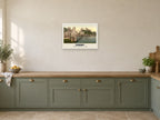 The Castle and Bridge, Conwy Poster at A2, in a white frame, in a kitchen