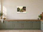 Cliveden Reach, Cookham, 1890s Heritage Print at A2, in a white frame, in a kitchen