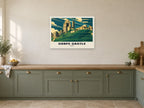 Corfe Castle Poster at A1, in a white frame, in a kitchen