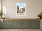 Coventry Cathedral Poster at A1, in a white frame, in a kitchen