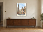 Coventry Cathedral Poster at A1, in a black frame, above a sideboard