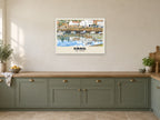 Crail harbour Poster at A1, in a white frame, in a kitchen