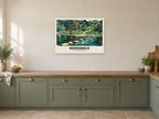The stepping stones, Dovedale Poster at A1, in a white frame, in a kitchen