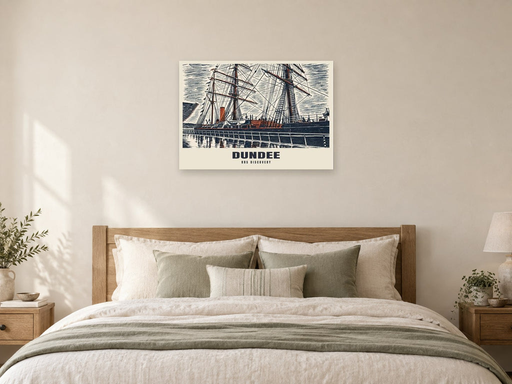 RRS Discovery, Dundee Poster at A1, as a poster, above a bed