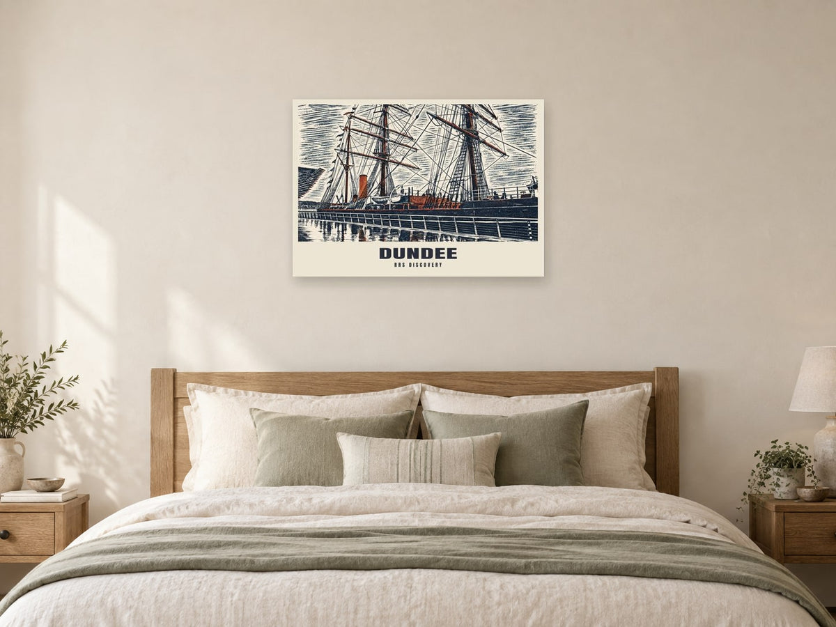 RRS Discovery, Dundee Poster at A1, as a poster, above a bed