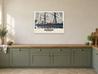 RRS Discovery, Dundee Poster at A1, in a white frame, in a kitchen