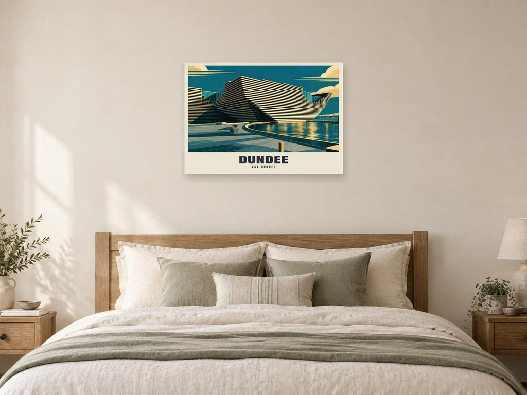 V&A Dundee Poster at A1, as a poster, above a bed