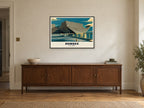 V&A Dundee Poster at A1, in a black frame, above a sideboard