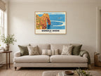 Durdle Door Poster at A1, in an oak frame, in a sitting room