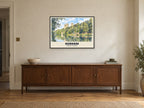Durham Cathedral Poster at A1, in a black frame, above a sideboard