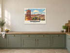 Calton Hill, Edinburgh Poster at A1, in a white frame, in a kitchen