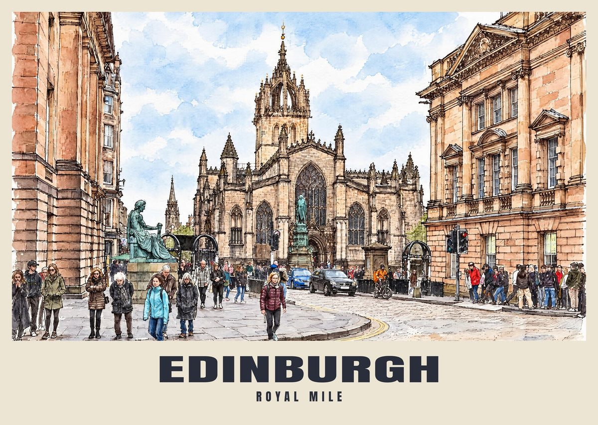 The Royal Mile, Edinburgh poster in the Ink & Wash style