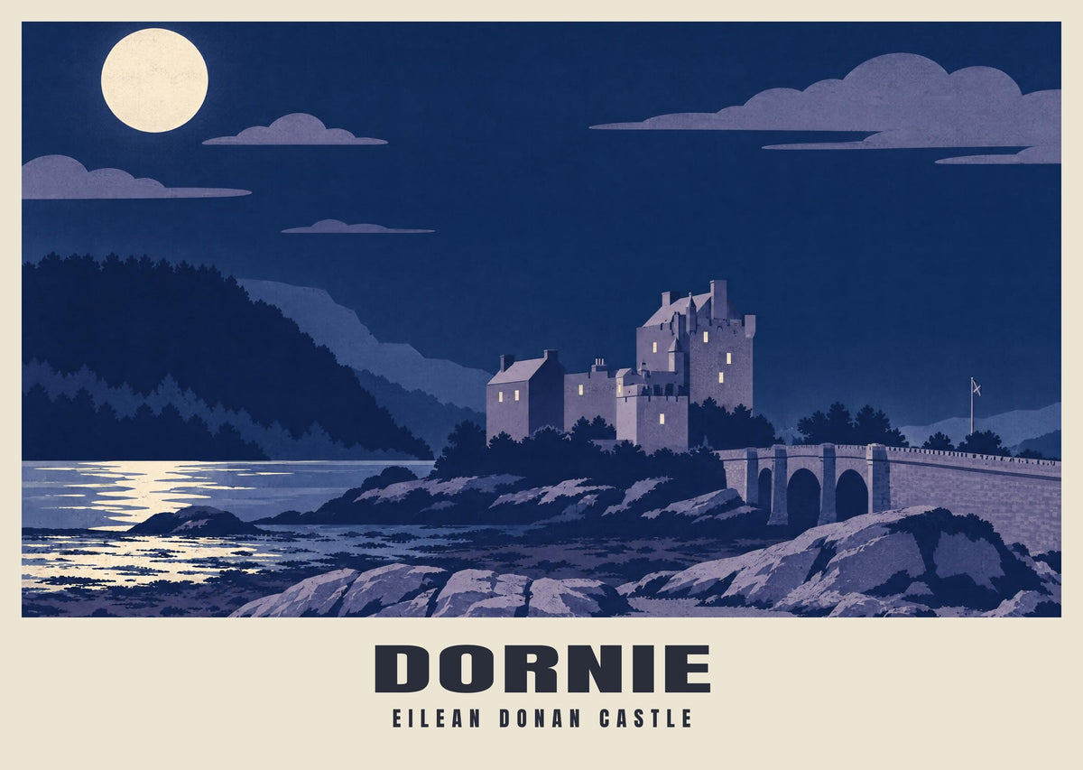 Eilean Donan Castle, Dornie poster in the Moonlit style