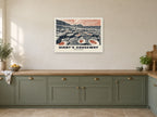 County Antrim, Giant's Causeway Poster at A1, in a white frame, in a kitchen