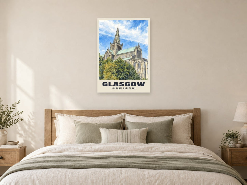 Glasgow Cathedral Poster at A1, as a poster, above a bed