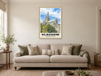 Glasgow Cathedral Poster at A1, in an oak frame, in a sitting room