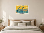 The Clyde Arc, Glasgow Poster at A1, as a poster, above a bed
